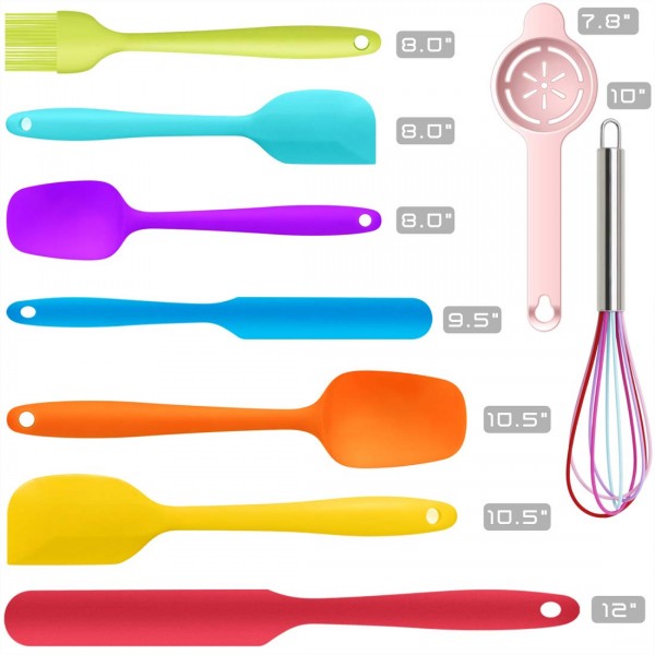 9 Pcs Silicone Spatula Set - Rubber Spatulas Silicone Heat Resistant for Non Stick Cookware - Kitchen Utensils for Baking, Mixing, Cooking,Dishwasher Safe Bakeware