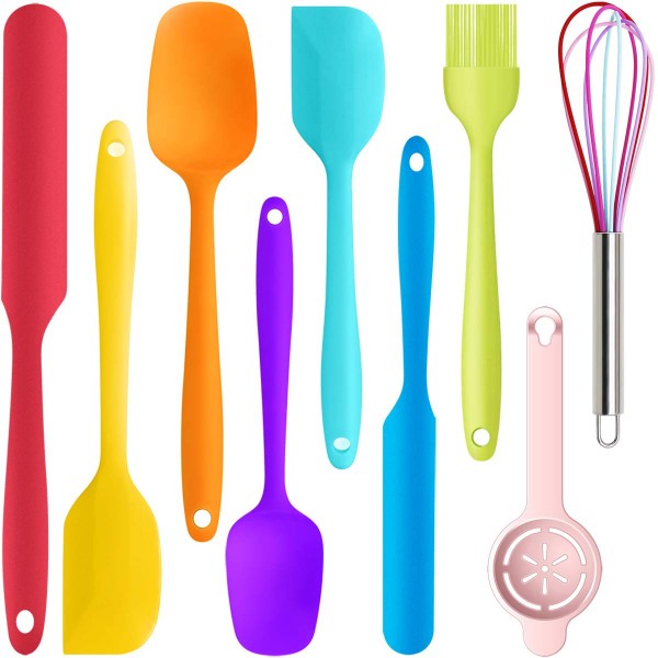 14 Pcs Silicone Cooking Kitchen Utensils Set with Holder, Wooden Handles  BPA Free Non Toxic Silicone Turner Tongs Spatula Spoon Kitchen Gadgets Utensil  Set for Nonstick Cookware (Khaki)