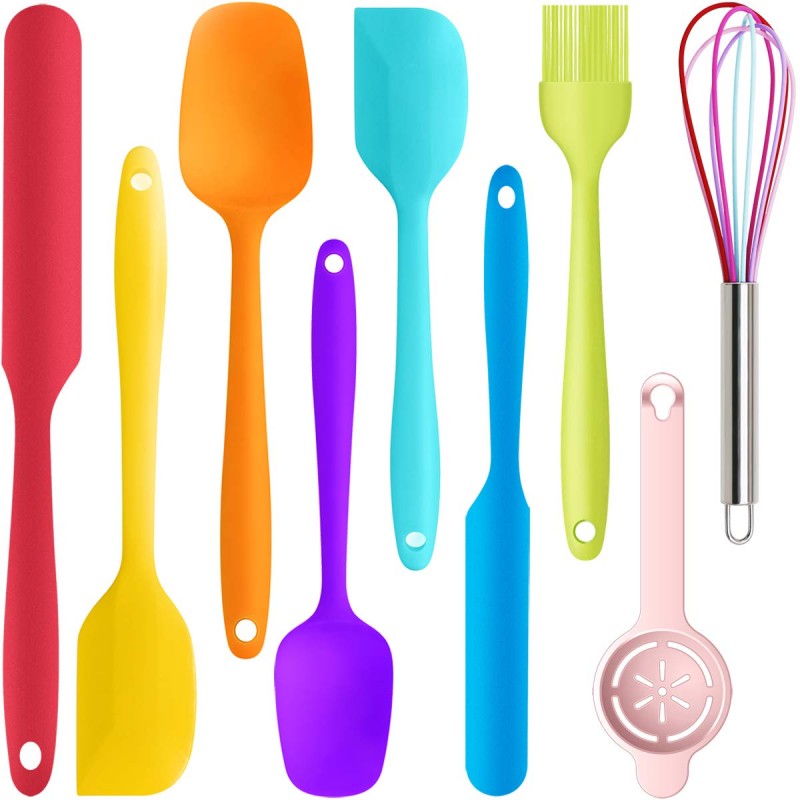 LNKOO Heat Resistant Silicone Spatulas Set - Rubber Spatula Kitchen  Utensils Non-Stick for Cooking, Baking and Mixing - Ergonomic, Dishwasher  Safe