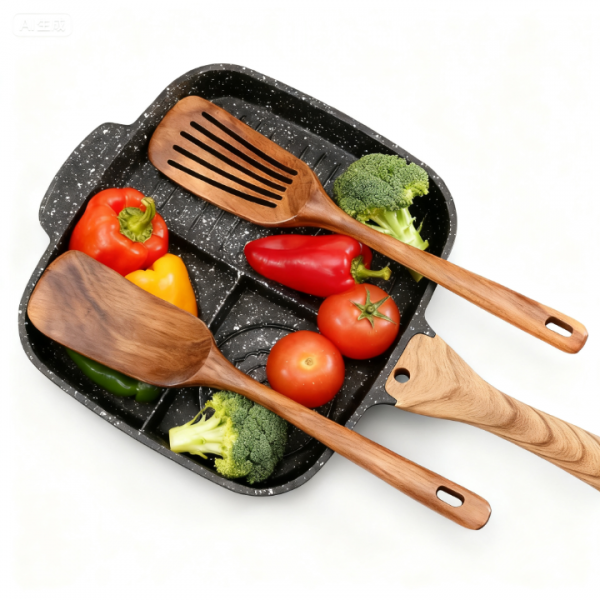 2-Piece Wooden Spatula Set for Cooking – Solid and Slotted Turner with Comfortable Handles, Nonstick Safe and Heat Resistant