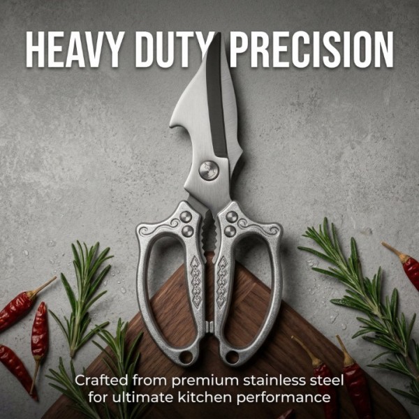 2 Pack Heavy Duty Kitchen Scissors, Stainless Steel Poultry Shears with Non-Slip Handle & Safety Lock, Dishwasher Safe All Purpose Cooking Shears for Meat Seafood Bone Cutting