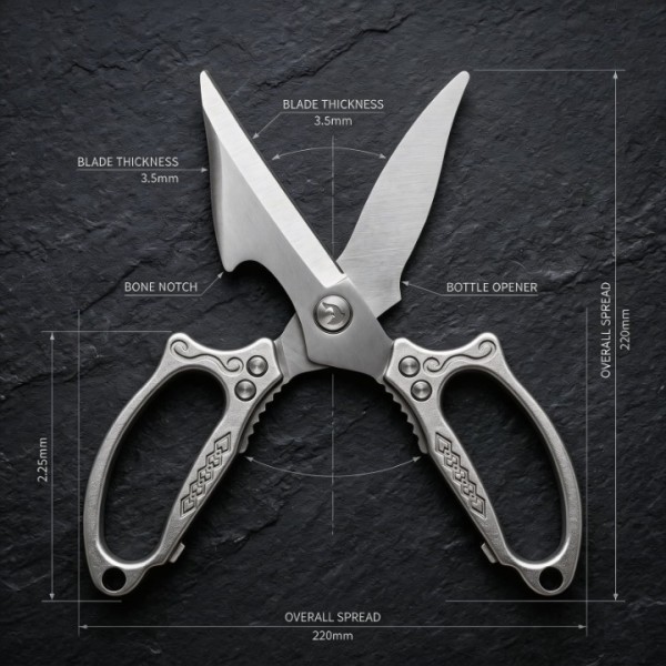 2 Pack Heavy Duty Kitchen Scissors, Stainless Steel Poultry Shears with Non-Slip Handle & Safety Lock, Dishwasher Safe All Purpose Cooking Shears for Meat Seafood Bone Cutting