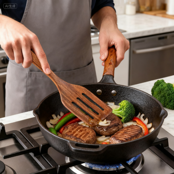10-Piece Wooden Cooking Utensils Set – Natural Teak Kitchen Utensils for Nonstick Cookware, Heat-Resistant Wooden Spoons and Spatulas, Non-Scratch & Eco-Friendly Kitchen Tools