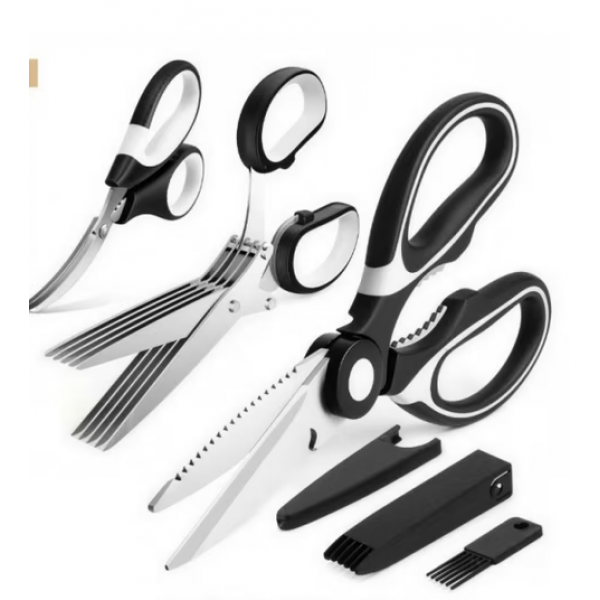 Herb Scissors, Shrimp Scissors, Chicken Bone Scissors 3-in-1 Kitchen Shears, Heavy Duty Stainless Steel Multi-Purpose Cooking Scissors, Easy Clean & Ergonomic Handle Kitchen Gadget