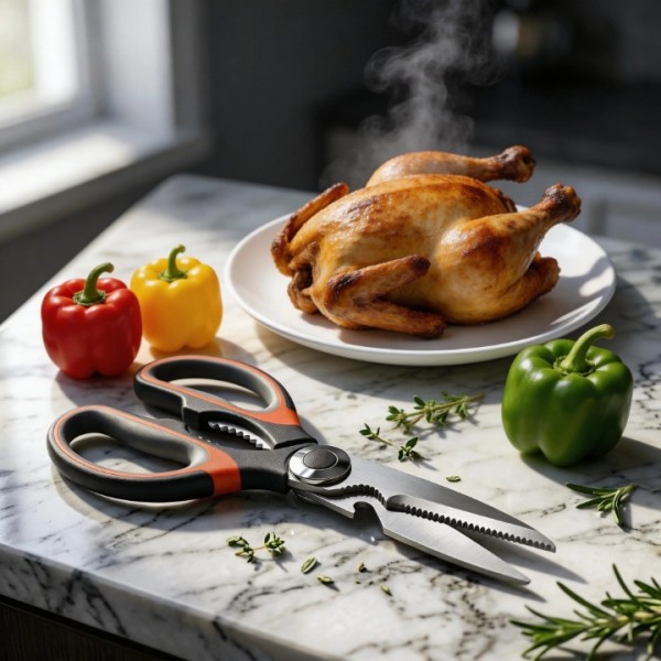 Herb Scissors, Shrimp Scissors, Chicken Bone Scissors 3-in-1 Kitchen Shears, Heavy Duty Stainless Steel Multi-Purpose Cooking Scissors, Easy Clean & Ergonomic Handle Kitchen Gadget