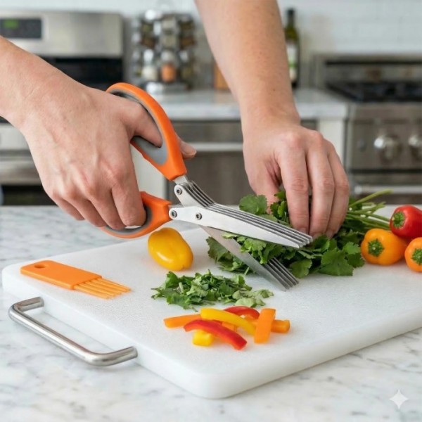 Herb Scissors, Shrimp Scissors, Chicken Bone Scissors 3-in-1 Kitchen Shears, Heavy Duty Stainless Steel Multi-Purpose Cooking Scissors, Easy Clean & Ergonomic Handle Kitchen Gadget