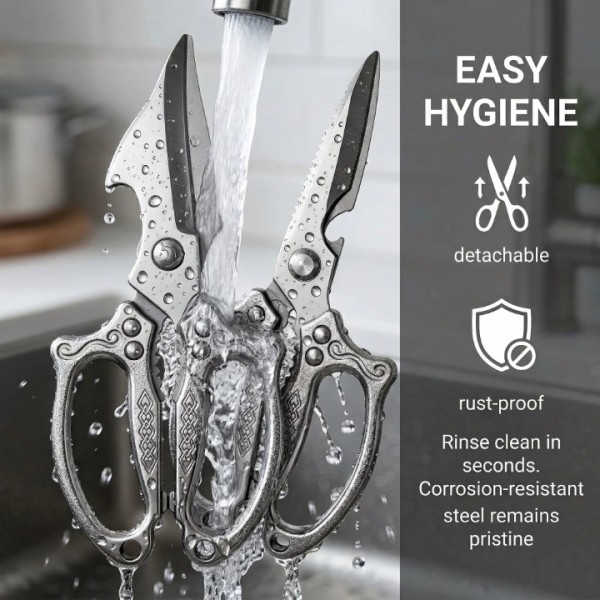 2 Pack Heavy Duty Kitchen Scissors, Stainless Steel Poultry Shears with Non-Slip Handle & Safety Lock, Dishwasher Safe All Purpose Cooking Shears for Meat Seafood Bone Cutting
