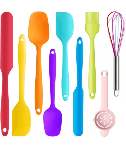 oannao Multicolor Silicone Spatula Set - 446°F Heat Resistant Rubber Spatulas for Cooking,Baking,Mixing,One Piece Design with Stainless Steel Core,Nonstick Cookware Friendly,BPA-Free,Dishwasher Safe