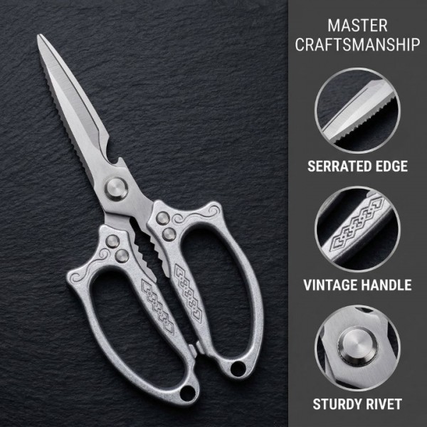 2 Pack Heavy Duty Kitchen Scissors, Stainless Steel Poultry Shears with Non-Slip Handle & Safety Lock, Dishwasher Safe All Purpose Cooking Shears for Meat Seafood Bone Cutting