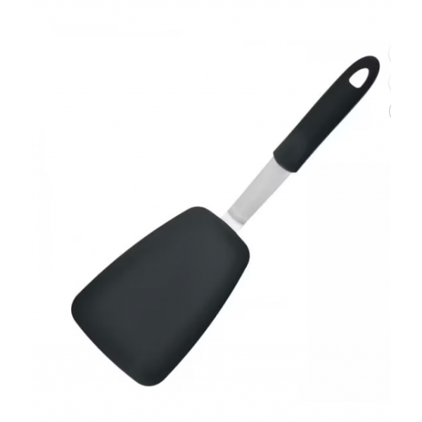 oannao Silicone Spatula Turner Set - 600°F Heat Resistant Kitchen Utensils for Nonstick Cookware - BPA Free Silicone Spatulas with Stainless Steel Core for Cooking, Frying, Eggs & Pancakes (Black)