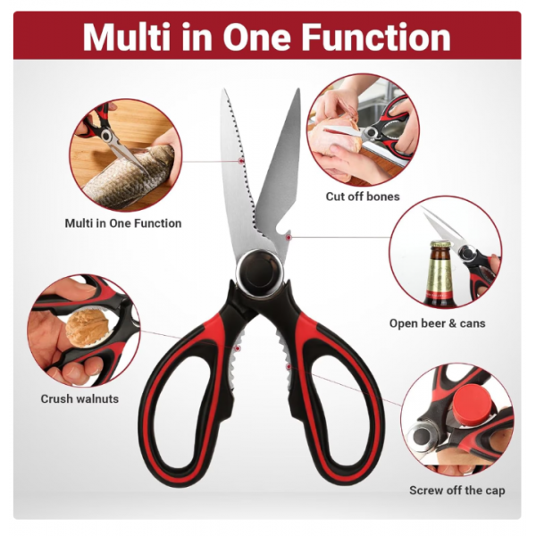 3-Pack Kitchen Scissors Set – Heavy Duty Stainless Steel Shears for Cutting Meat, Poultry, Fish, and Vegetables – Multipurpose Cooking Scissors, Dishwasher Safe