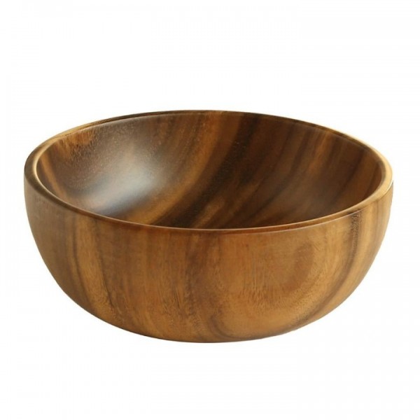 10-Inch Large Wooden Salad Mixing Bowl – Capacity Handcrafted Wood Bowl for Salad, Fruit, Pasta, Entertaining, Baking Cooking and Prepping (5.5 QT )