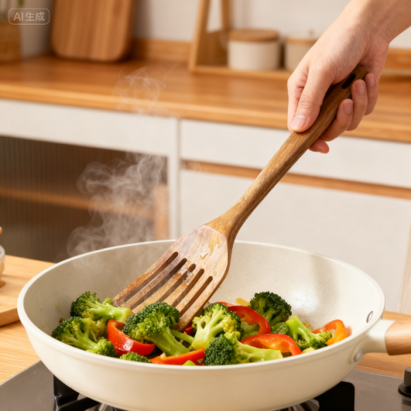 2-Piece Wooden Spatula Set for Cooking – Solid and Slotted Turner with Comfortable Handles, Nonstick Safe and Heat Resistant
