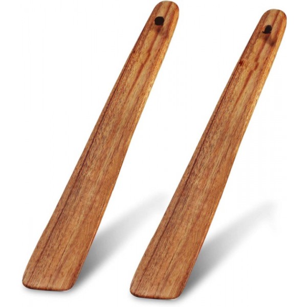 2-Piece Wooden Spatula Set for Cooking – Solid and Slotted Turner with Comfortable Handles, Nonstick Safe and Heat Resistant