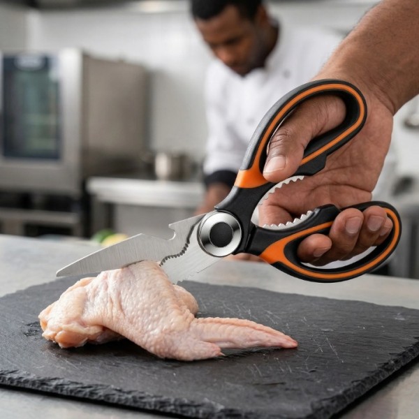 Herb Scissors, Shrimp Scissors, Chicken Bone Scissors 3-in-1 Kitchen Shears, Heavy Duty Stainless Steel Multi-Purpose Cooking Scissors, Easy Clean & Ergonomic Handle Kitchen Gadget