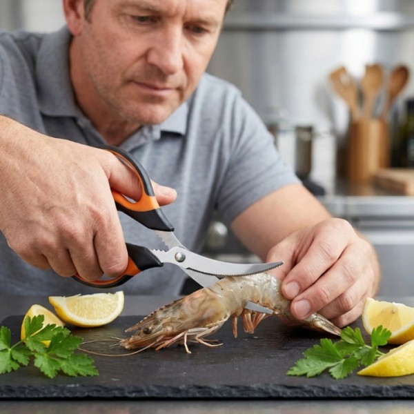 Herb Scissors, Shrimp Scissors, Chicken Bone Scissors 3-in-1 Kitchen Shears, Heavy Duty Stainless Steel Multi-Purpose Cooking Scissors, Easy Clean & Ergonomic Handle Kitchen Gadget