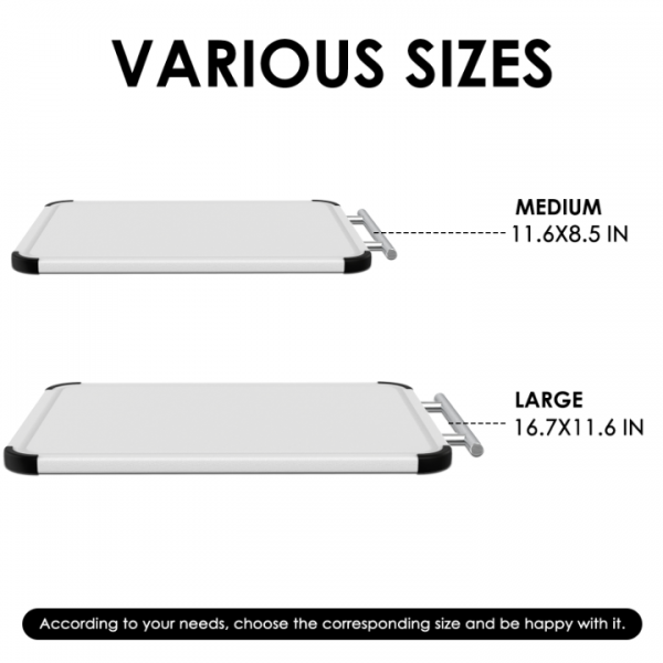Cutting Boards for Kitchen with Stand – Double-Sided Plastic Cutting Board Set, Large for Chopping Meat, Medium for Vegetables, Fruits, Juice Grooves, Non-Slip Handles, BPA-FREE, Dishwasher Safe