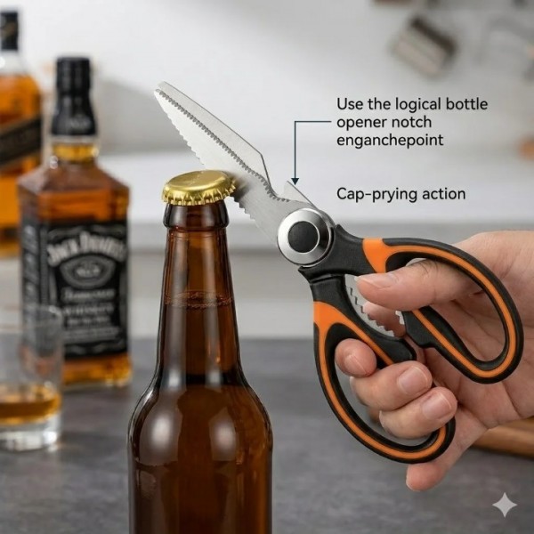 Herb Scissors, Shrimp Scissors, Chicken Bone Scissors 3-in-1 Kitchen Shears, Heavy Duty Stainless Steel Multi-Purpose Cooking Scissors, Easy Clean & Ergonomic Handle Kitchen Gadget