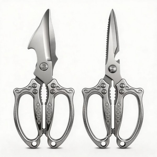 2 Pack Heavy Duty Kitchen Scissors, Stainless Steel Poultry Shears with Non-Slip Handle & Safety Lock, Dishwasher Safe All Purpose Cooking Shears for Meat Seafood Bone Cutting