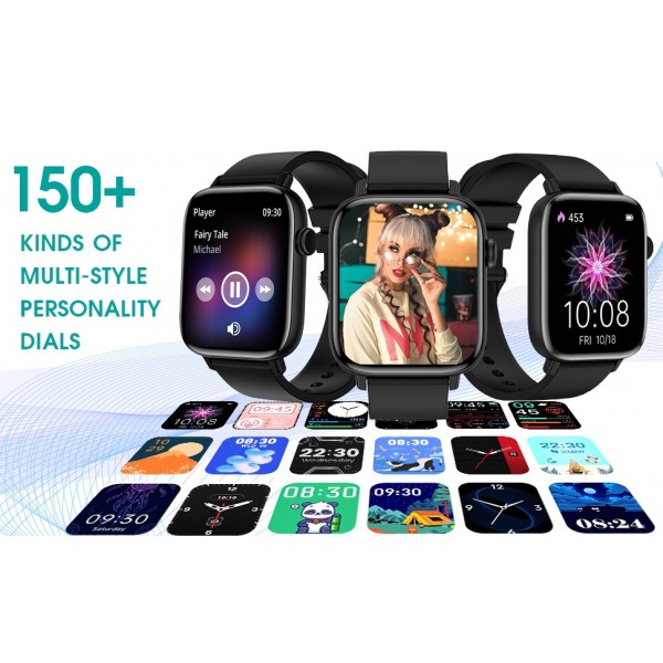 Smart Watch for Women Men (Answer/Make Calls), 1.9" Smartwatch Fitness Tracker for Android iPhone, Waterproof Sport Digital Watches, Blood Pressure Heart Rate Monitor Step Counter Sleep Tracker-Black