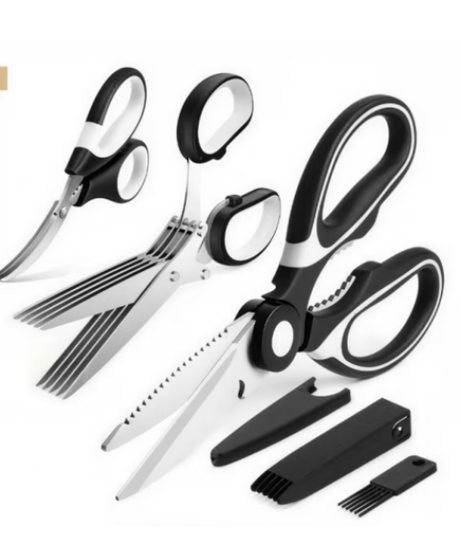 Herb Scissors, Shrimp Scissors, Chicken Bone Scissors 3-in-1 Kitchen Shears, Heavy Duty Stainless Steel Multi-Purpose Cooking Scissors, Easy Clean & Ergonomic Handle Kitchen Gadget