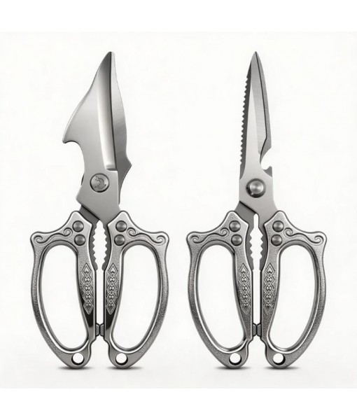 2 Pack Heavy Duty Kitchen Scissors, Stainless Steel Poultry Shears with Non-Slip Handle & Safety Lock, Dishwasher Safe All Purpose Cooking Shears for Meat Seafood Bone Cutting